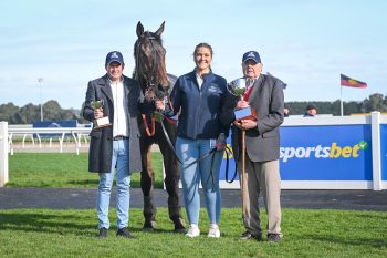 Connections of Brungle Bertie after winning the E Cycle Solutions Grand National Steeplechase at Sportsbet-Ballarat Racecourse on August 27, 2023 in Ballarat, Australia. (Photo by Reg Ryan/Racing Photos)